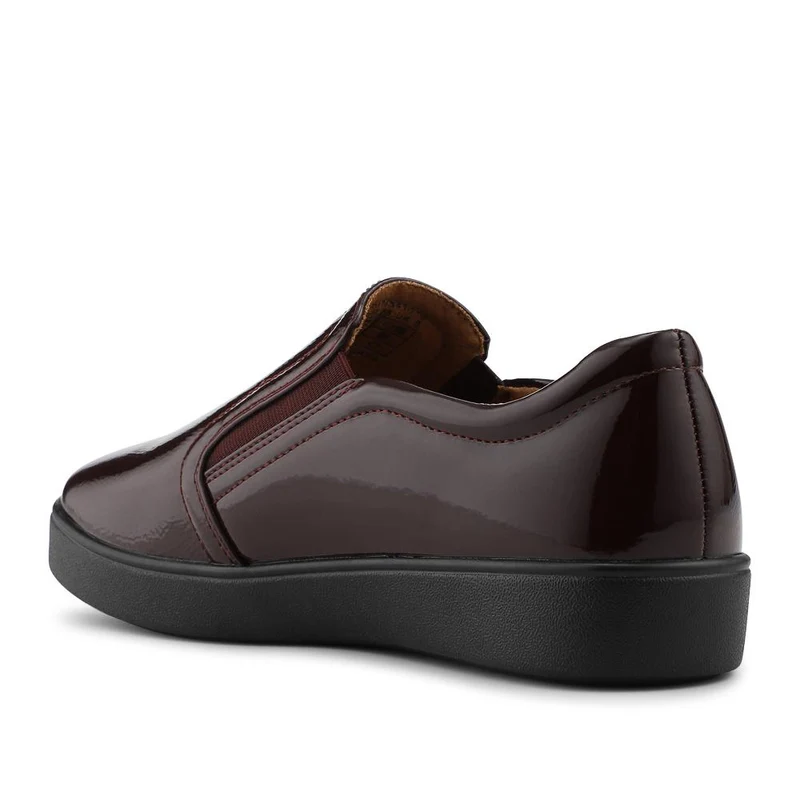 Wide Fit Ladies' Slip-On Shoes - WBINS41016 / 327 017 - Burgundy Patent