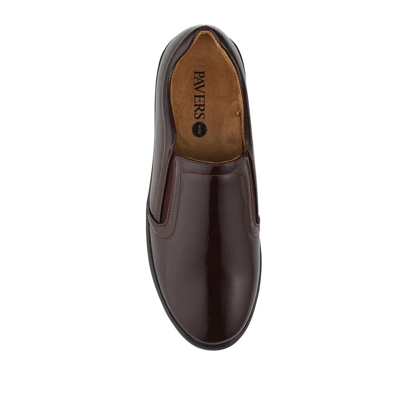 Wide Fit Ladies' Slip-On Shoes - WBINS41016 / 327 017 - Burgundy Patent