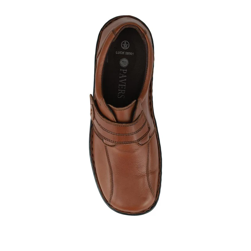 Leather Touch-Fastening Shoes - LUCK38001 / 324 182 - Brown