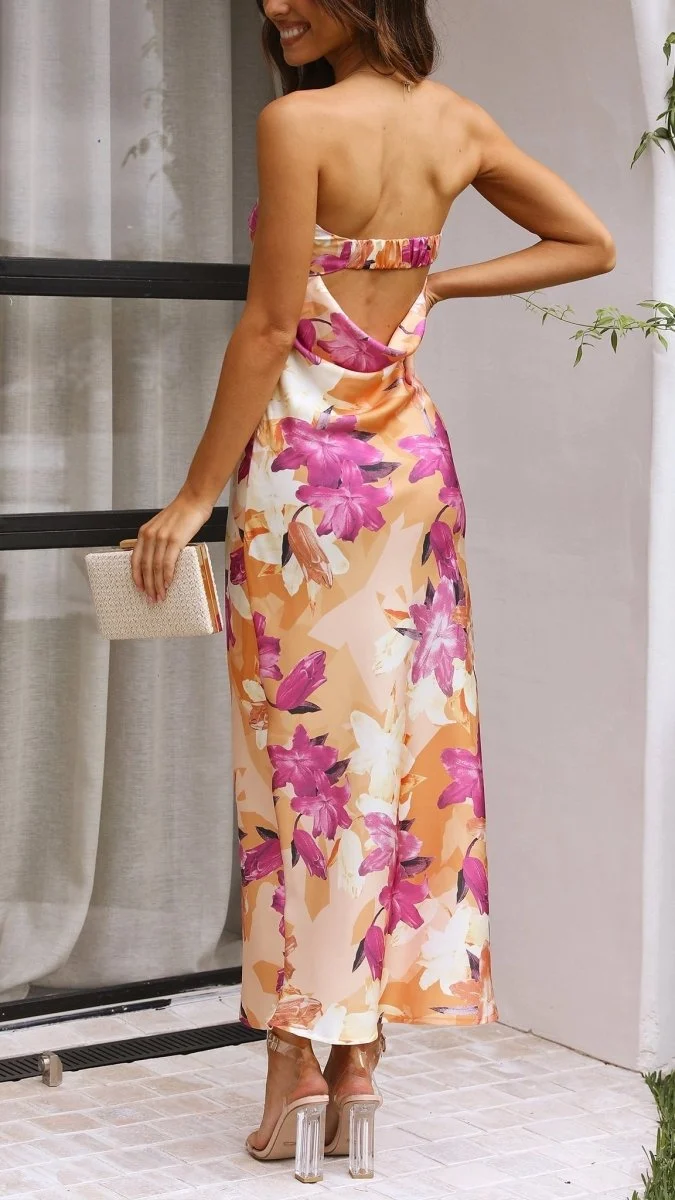 Florales Trägerloses Maxi Kleid Für Formelle Anlässe