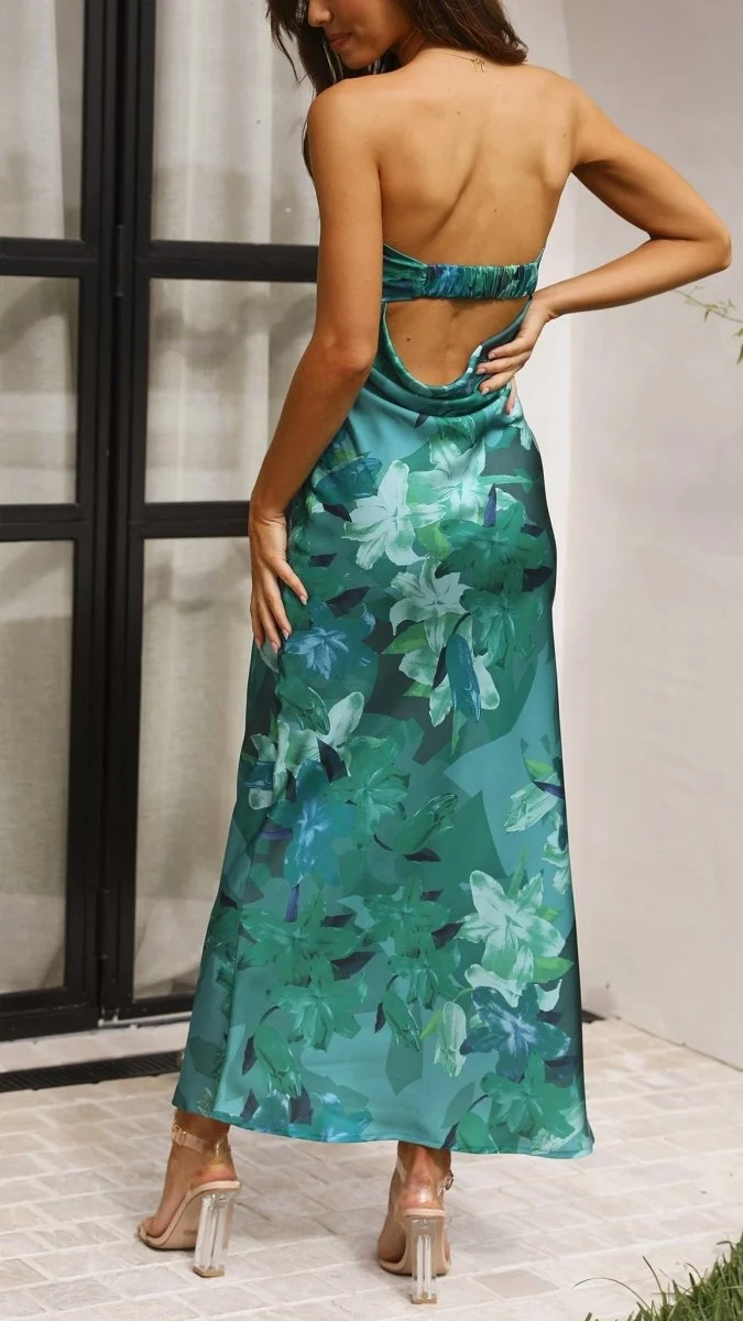 Florales Trägerloses Maxi Kleid Für Formelle Anlässe
