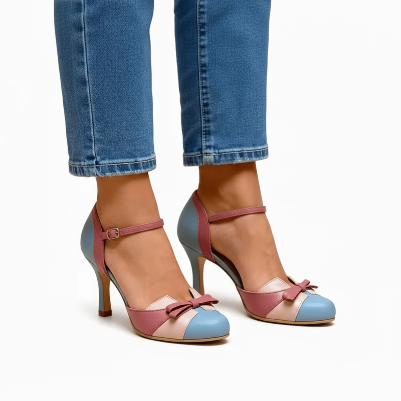 Formelle High Heels Mit Schleife Und Knöchelriemen