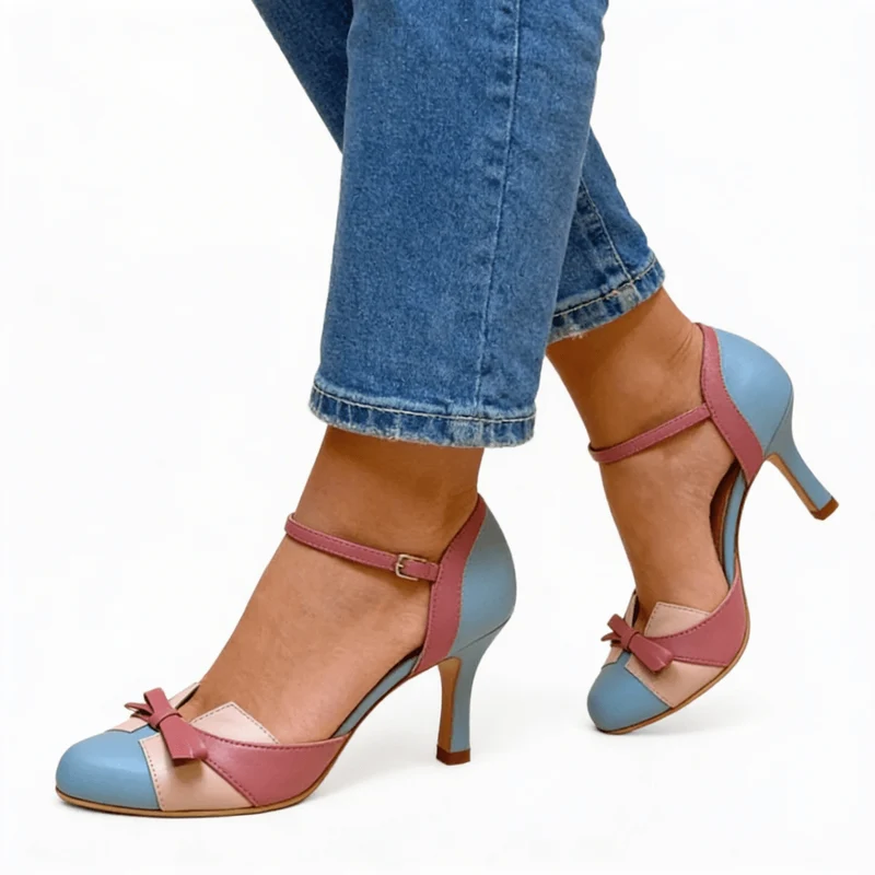 Formelle High Heels Mit Schleife Und Knöchelriemen