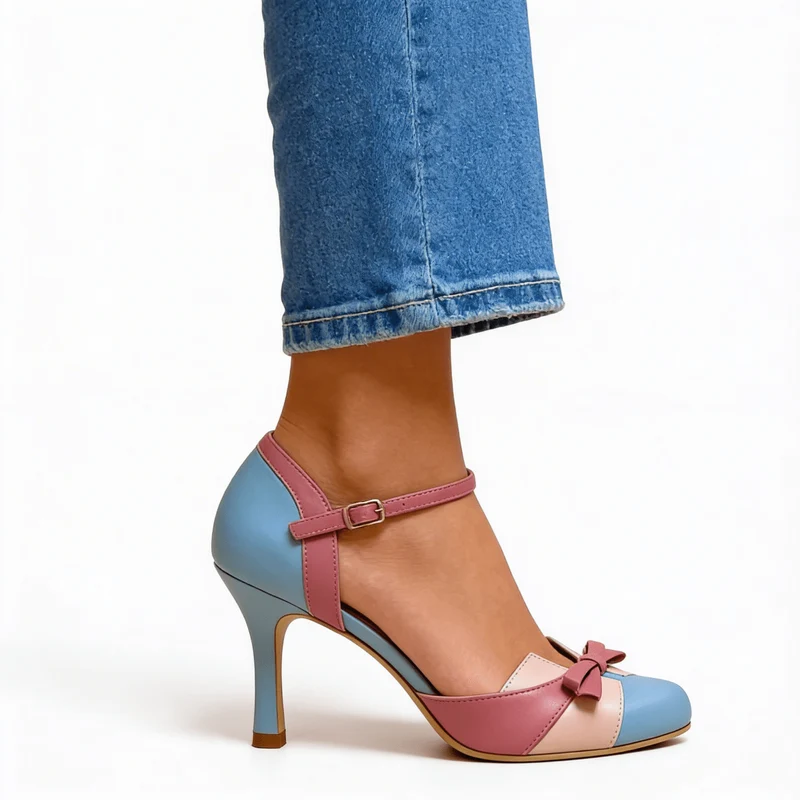 Formelle High Heels Mit Schleife Und Knöchelriemen