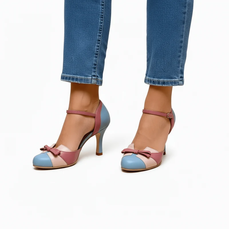 Formelle High Heels Mit Schleife Und Knöchelriemen