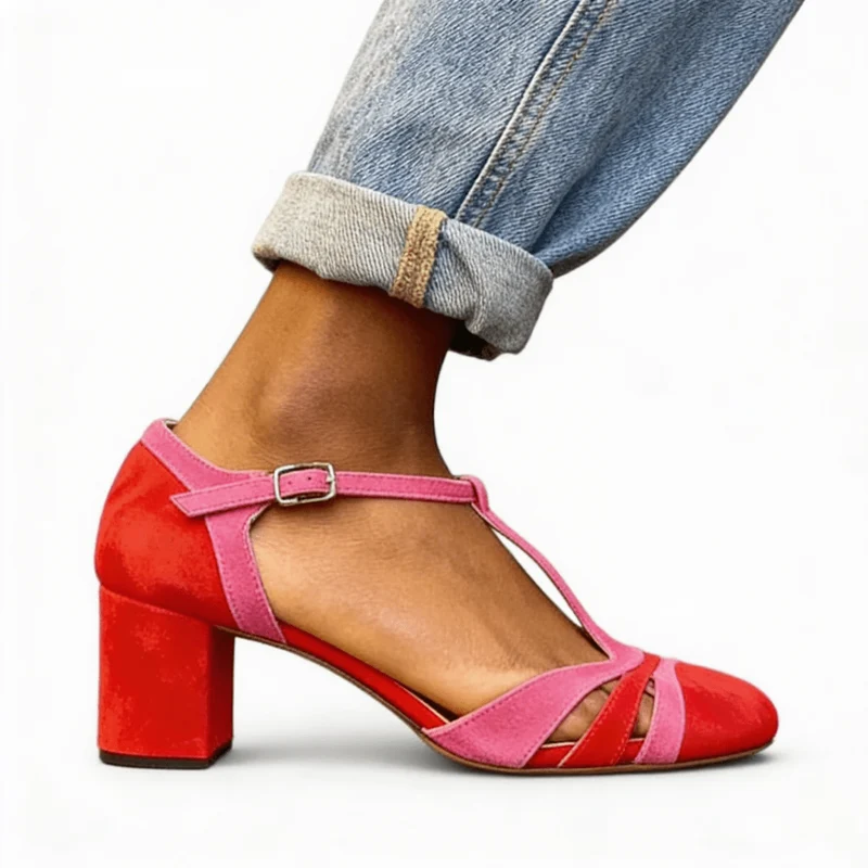 High Heels Mit Blockabsatz Und Knöchelriemen