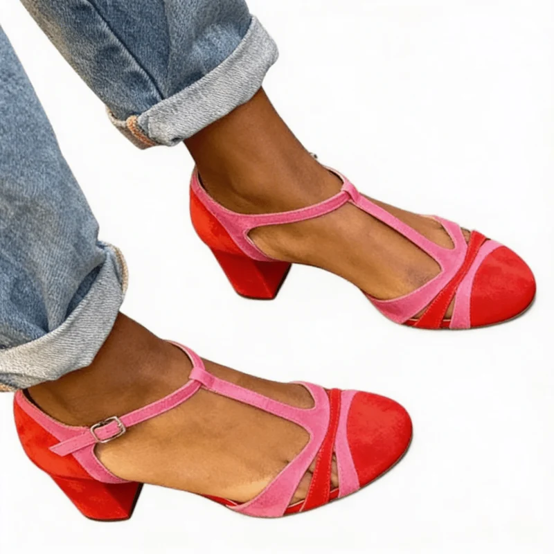 High Heels Mit Blockabsatz Und Knöchelriemen