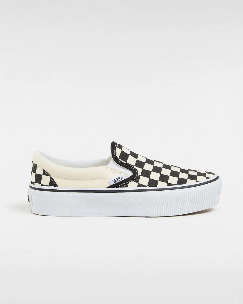 VANS Unisex Checkerboard Classic Slip-On-Plattform-Sneaker – Schwarz / Weiß