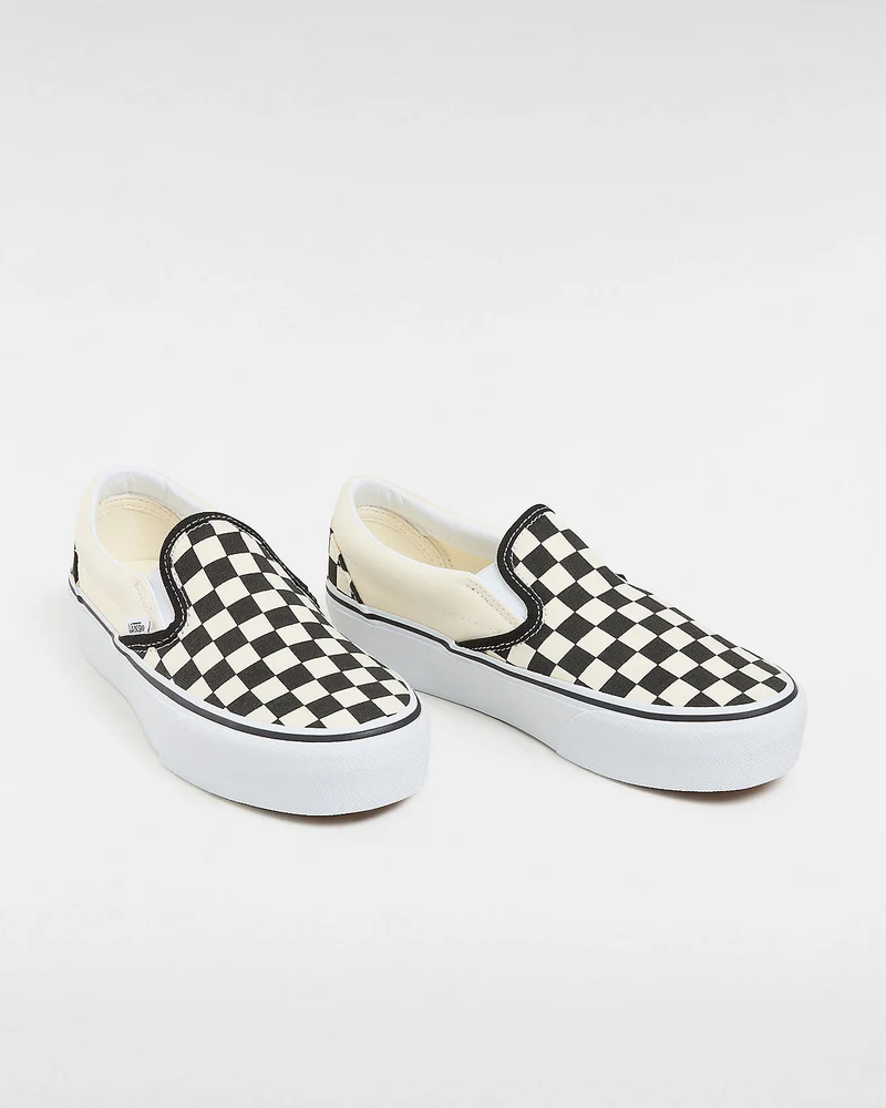VANS Unisex Checkerboard Classic Slip-On-Plattform-Sneaker – Schwarz / Weiß