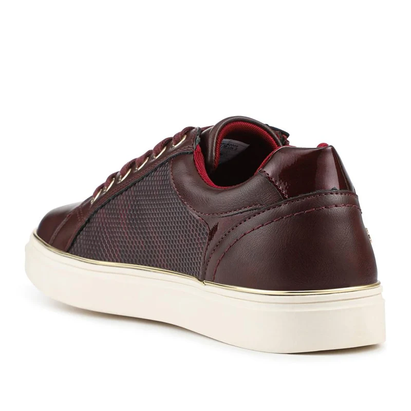 Wide Fit Zip & Lace Trainers With Grip Sole - WOIL42005 / 328 226 - Burgundy