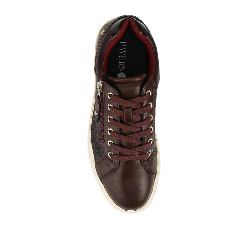 Wide Fit Zip & Lace Trainers With Grip Sole - WOIL42005 / 328 226 - Burgundy