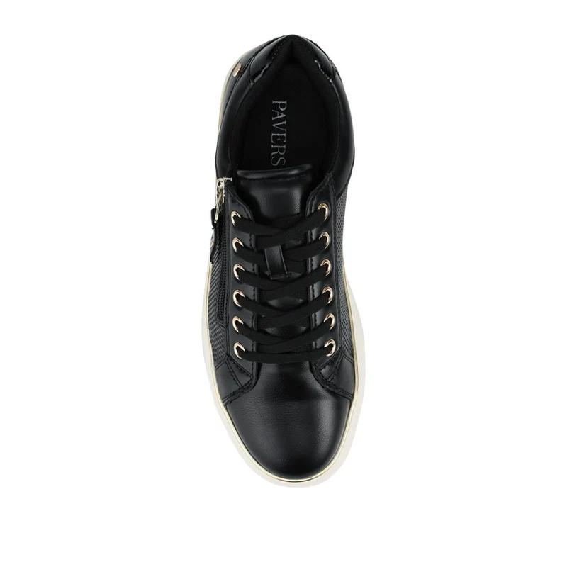 Wide Fit Zip & Lace Trainers With Grip Sole - WOIL42005 / 328 226 - Black