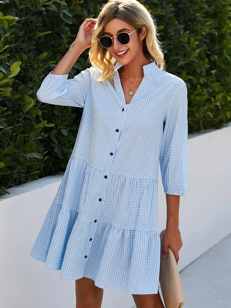 Kariertes Damenkleid Casual