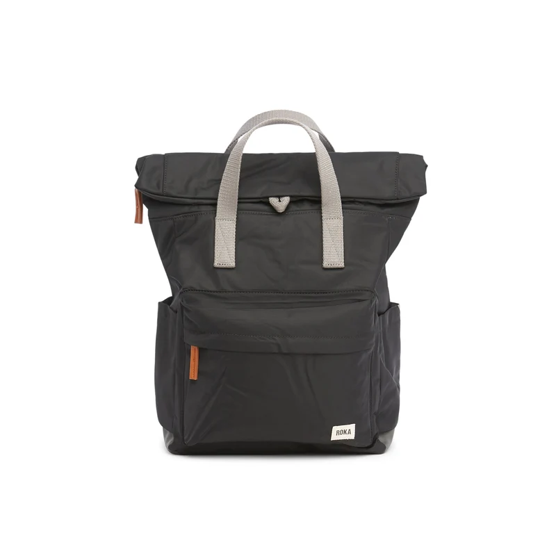 ROKA Canfield B Schwarze mittelgroße Tasche aus recyceltem Nylon