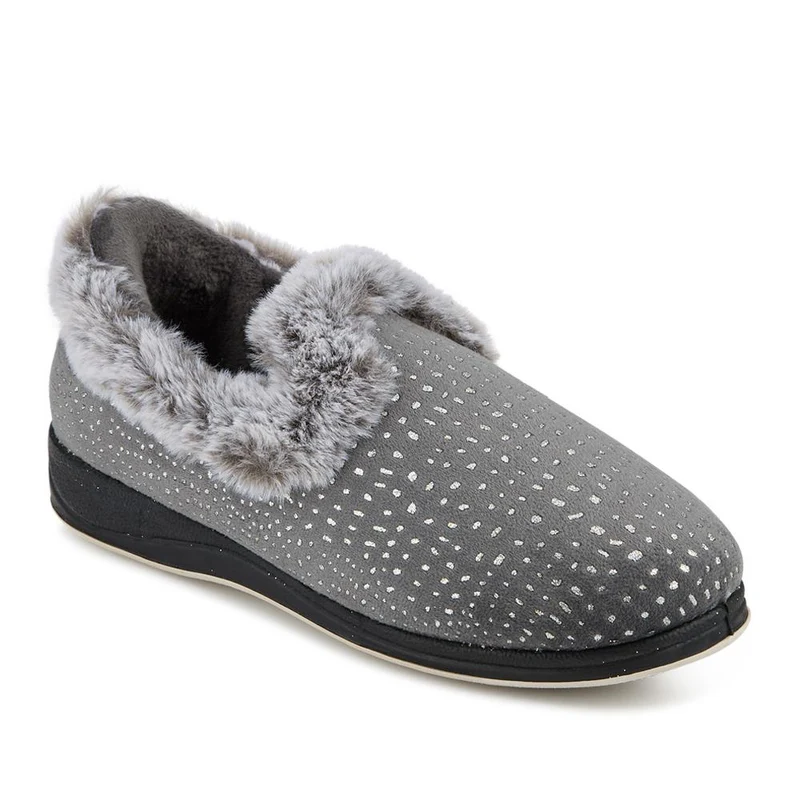 Just Step In Wide Fit Fur Cuff Slippers - QING42016 / 327 961