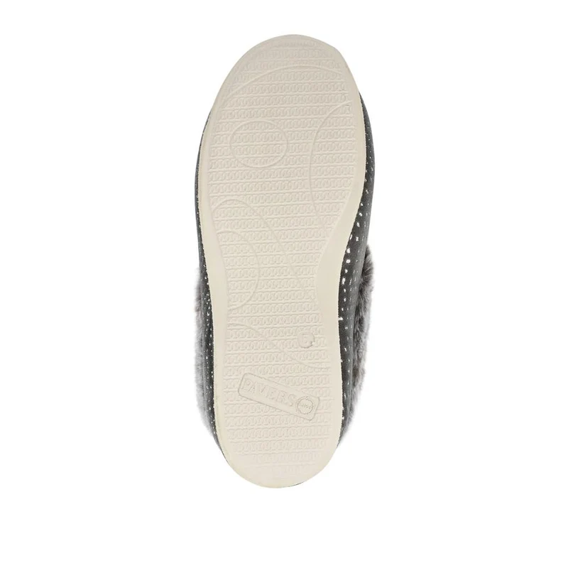 Easy Step In Wide Fit Fur Cuff Slippers - QING42016 / 327 961 - Grey
