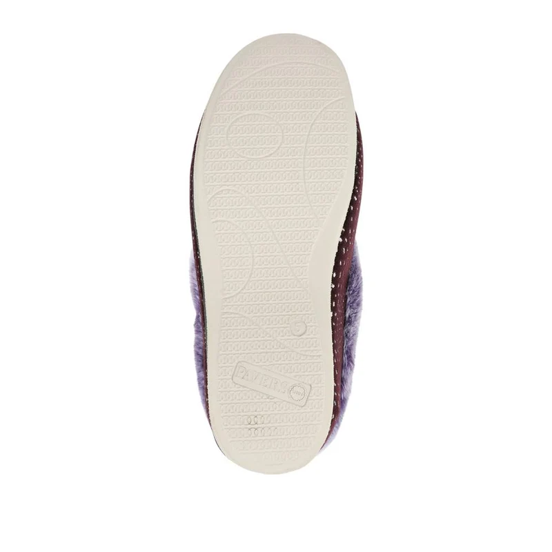 Easy Step In Wide Fit Fur Cuff Slippers - QING42016 / 327 961 - Plum
