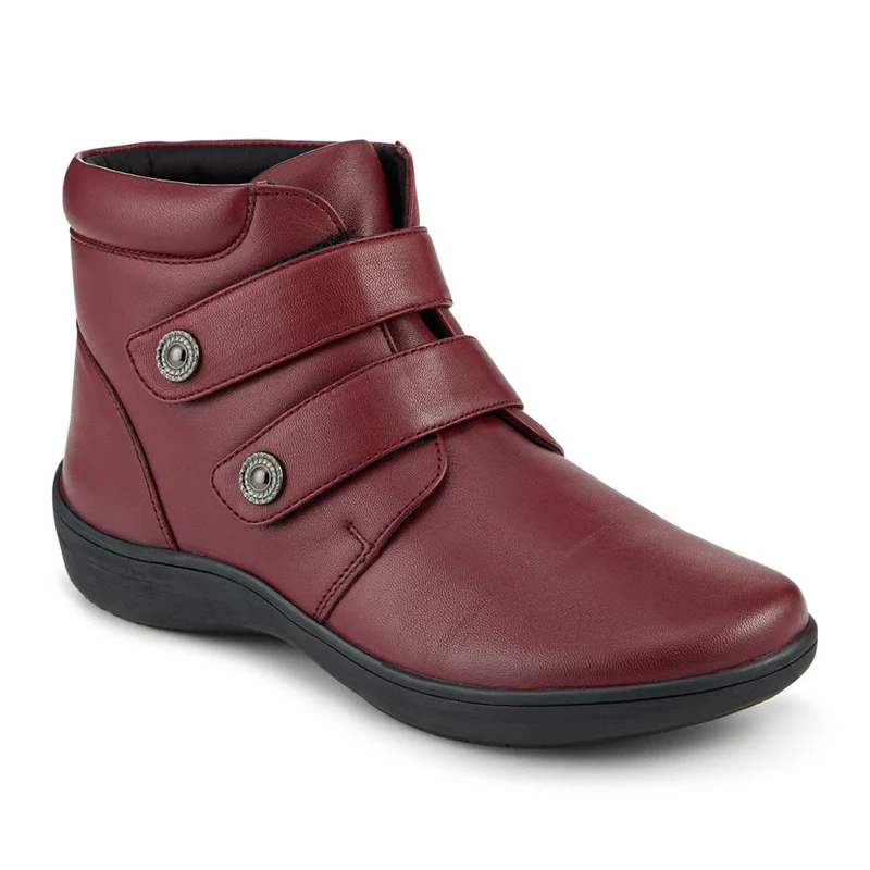 Wide Fit Leather Touch Fasten Boots - KF42005 / 328 423