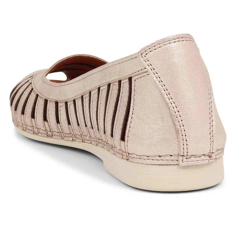 Leather Open-Toe Ballet Flats - KARY39019 / 325 502 - Soft Gold