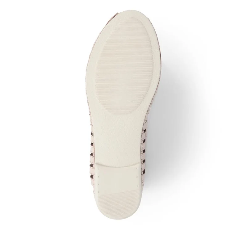 Leather Open-Toe Ballet Flats - KARY39019 / 325 502 - Soft Gold