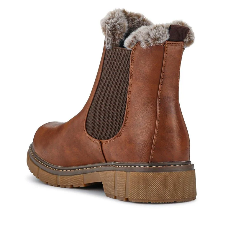 Faux-Fur-Lined Ankle Boots - BELWBINS40015 / 326 304 - Brown