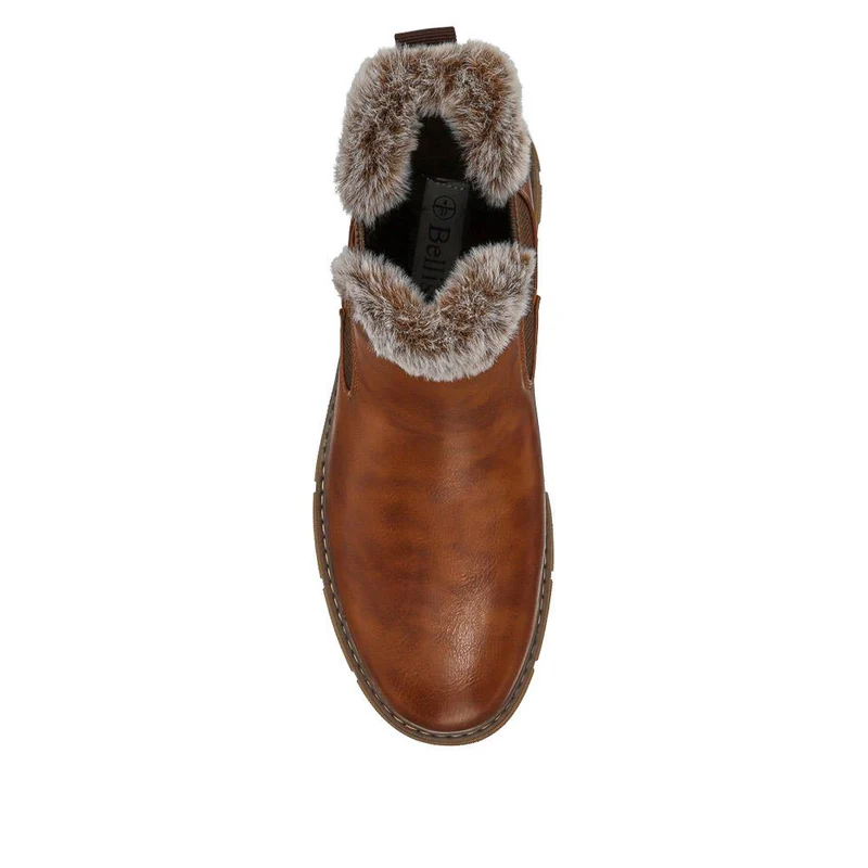 Faux-Fur-Lined Ankle Boots - BELWBINS40015 / 326 304 - Brown