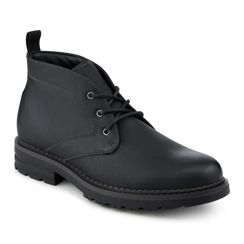 Lace Up Casual Block Heel Chukka Boots - XINGH42005 / 328 164 - Black