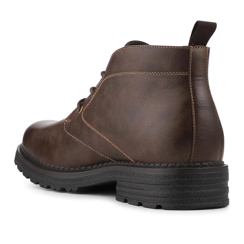 Lace Up Casual Block Heel Chukka Boots - XINGH42005 / 328 164 - Brown
