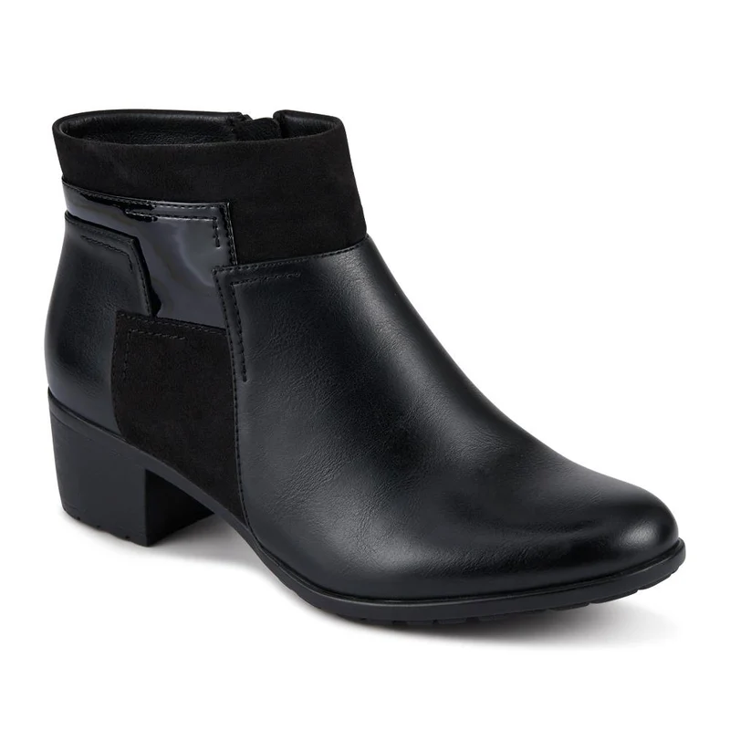 Block Heel Ankle Boots With Inside Zip - WK42005 / 327 940 - Black