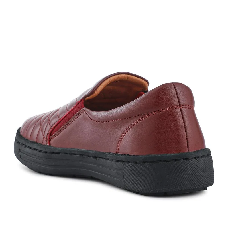 Leather Zip-Fasten Slip-On Shoes - BRK42006 / 327 976 - Burgundy