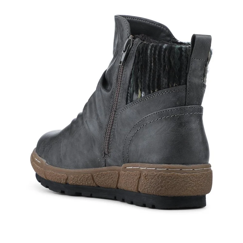 Zip Up Slouch Boots With Colourful Ankle Cuff - WBINS42089 / 328 260 - Grey
