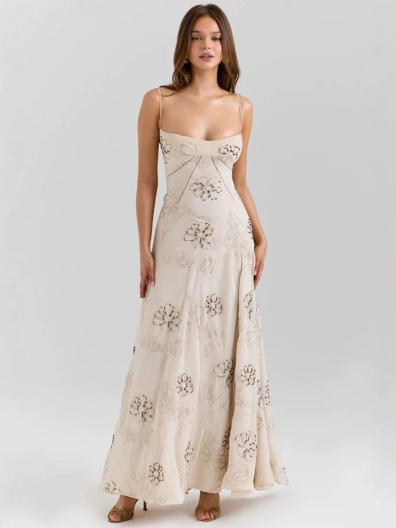 Elegantes Maxi Kleid mit Spaghetti Trägern