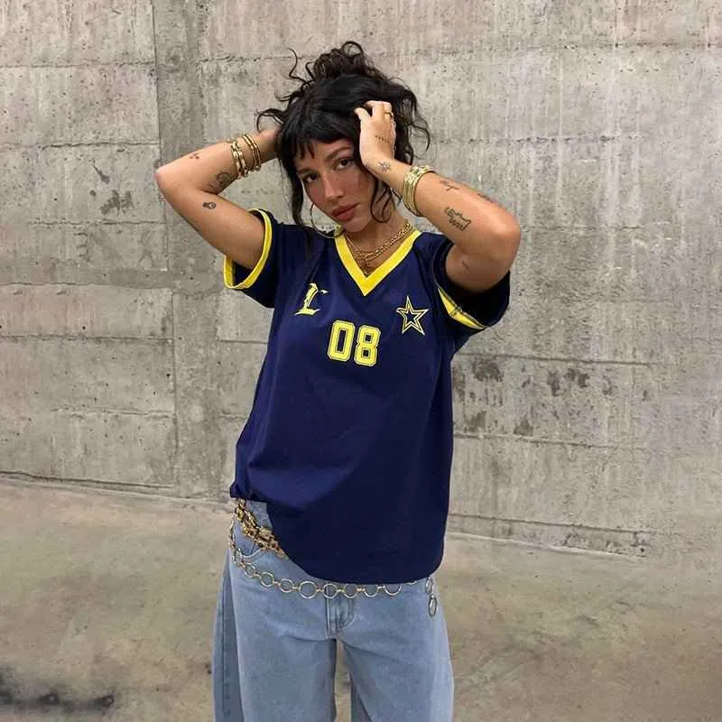 Luna – Weites Trikot-Oberteil im Retro-Stil mit sportlichen Details
