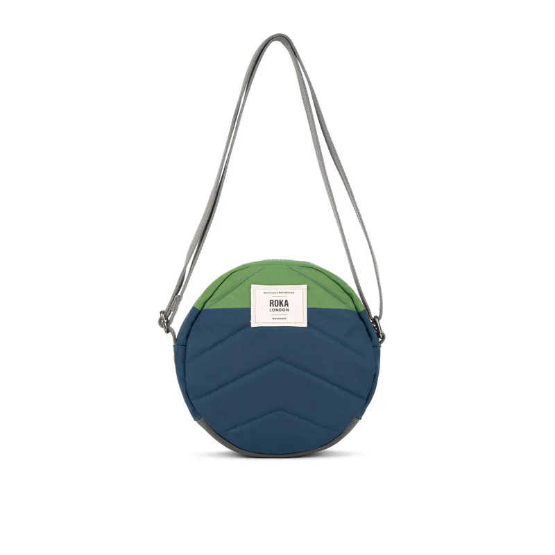 ROKA Kreativer Abfall Paddington B Tiefblaue / Laubgrüne Tasche aus recyceltem Canvas