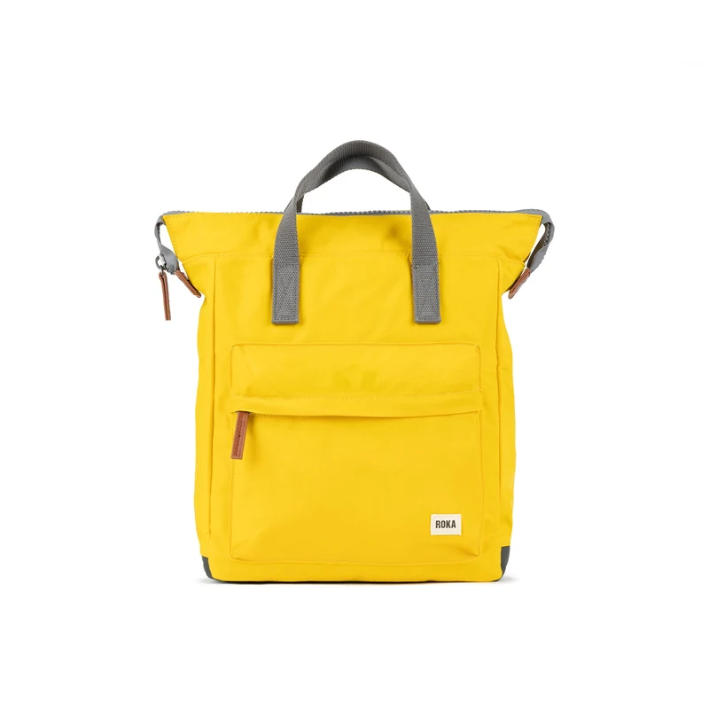 ROKA Bantry B Senfgelbe, mittelgroße Tasche aus recyceltem Nylon