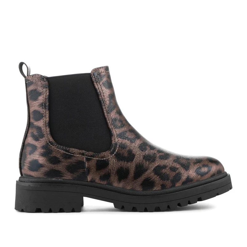 Chunky Zip Up Chelsea Boots - WBINS42082 / 328 122 - Brown Leopard