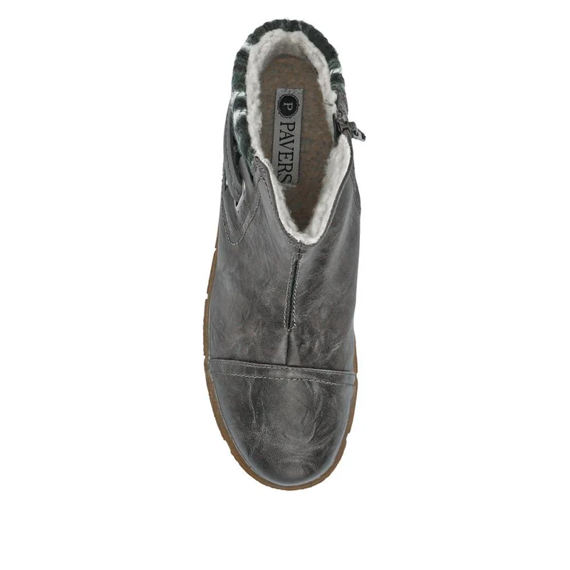 Knitted Cuff Ankle Boots - WBINS32013 / 318 882 - Grey