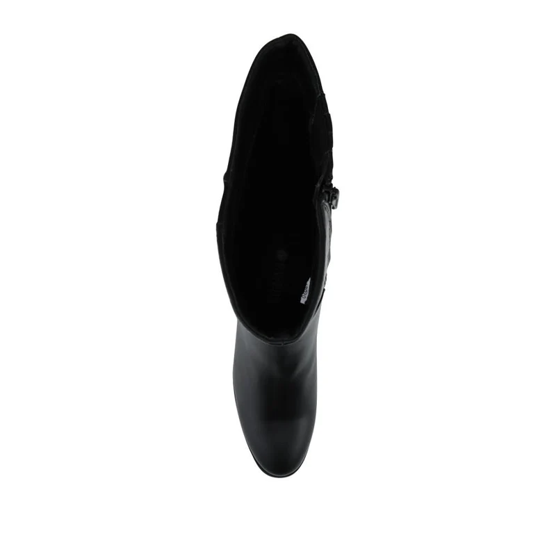 Smart Flare Heel Calf Length Boots - SANYI42020 / 328 054 - Black