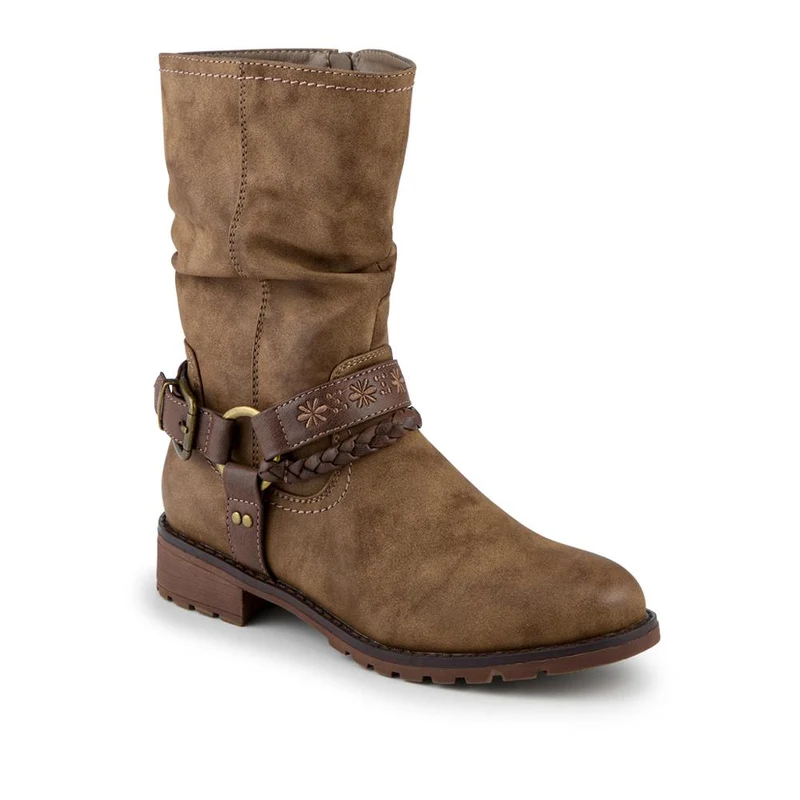 Warm Lined Strapped Upper Calf Length Boots - WBINS42098 / 328 462