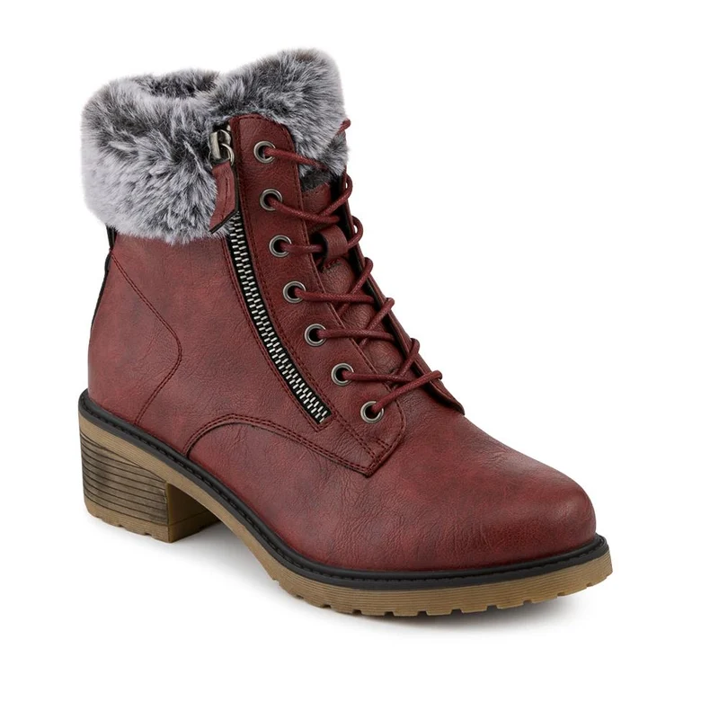Warm Lined Zip Up Casual Boots - WBINS42040 / 328 476