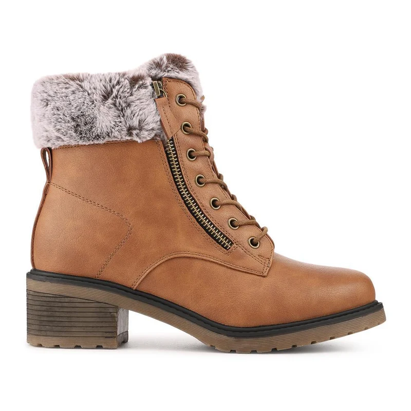 Warm Lined Zip Up Casual Boots - WBINS42040 / 328 476 - Tan