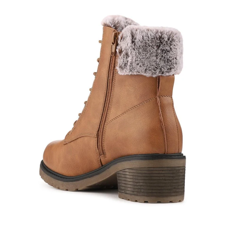 Warm Lined Zip Up Casual Boots - WBINS42040 / 328 476 - Tan