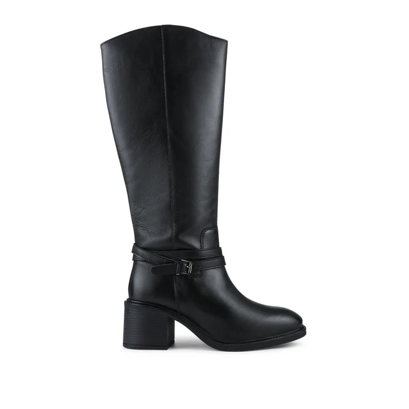 Zip-Fasten Leather Long Boots - ALEXP42005 / 328 510 - Black