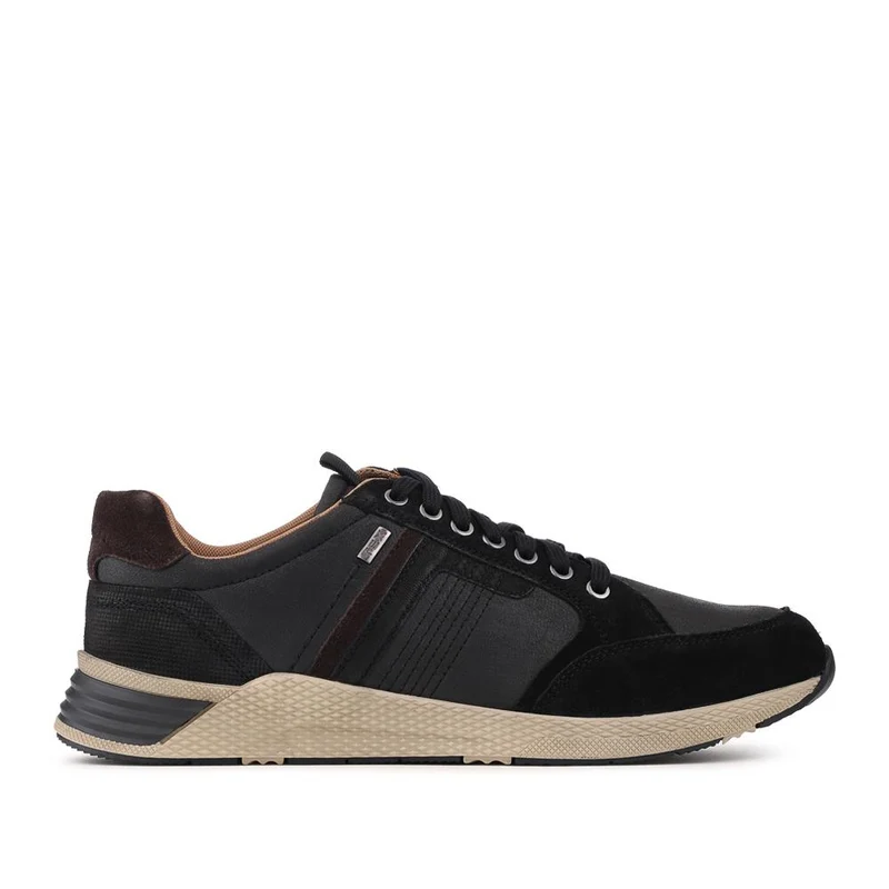 Wide Fit Leather Casual Cushioning Trainers - PARK42051 / 328 394 - Black