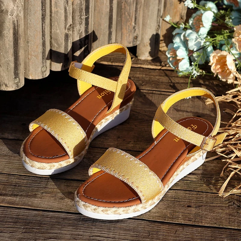 Keilabsatz Plateau Sandalen mit Riemen