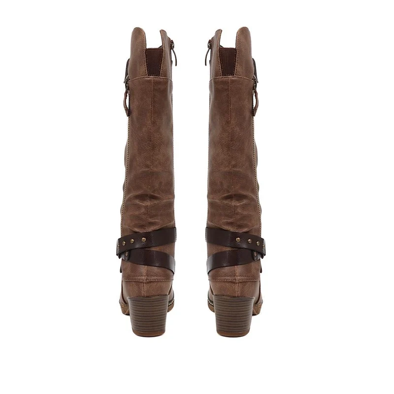 Block-Heeled Long Boots - WOIL38051 / 324 748 - Brown