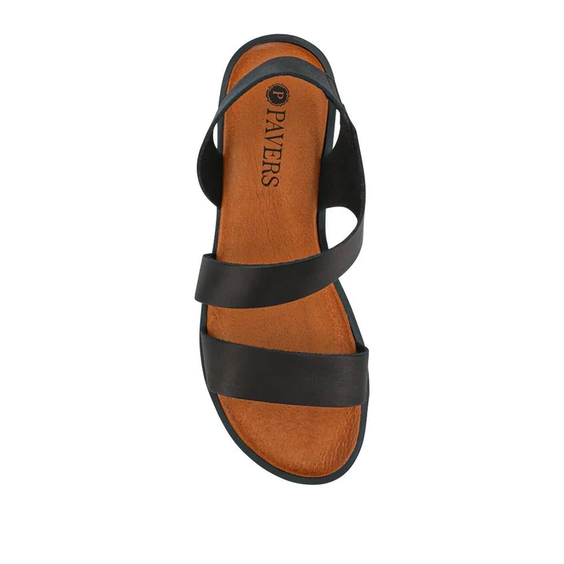 Elasticated Leather Sandals - PERSI41000 / 327 542 - Black
