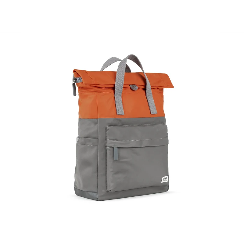 ROKA Kreativer Abfall Canfield Mittelgroße Tasche aus recyceltem Nylon, Farbe Graphit/Gebranntes Orange.