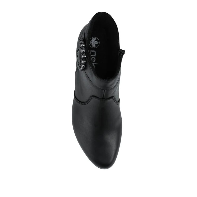 Rieker Leather Block Heel Ankle Boots - RKR42535 / 327 698 - Black