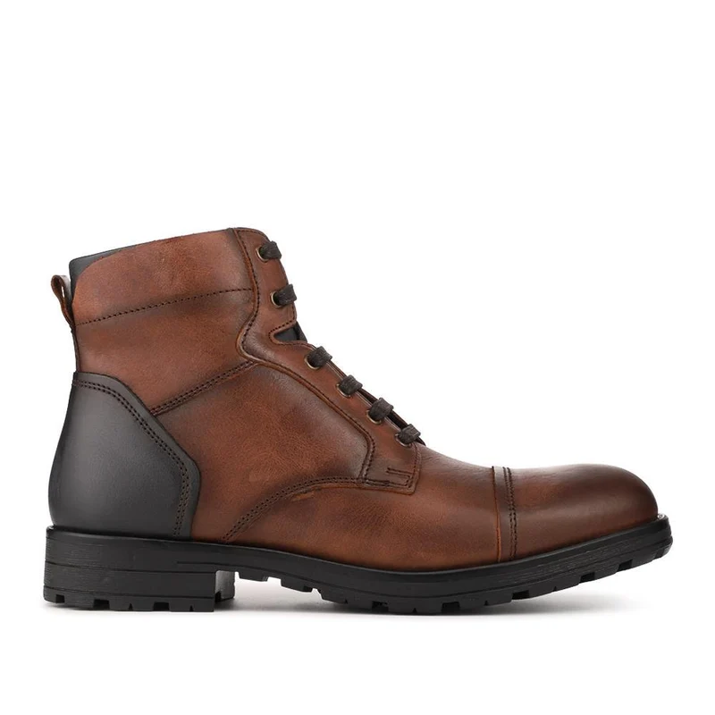 Leather Lace Up Toe Cap Boots - ITAR42004 / 328 362 - Brown